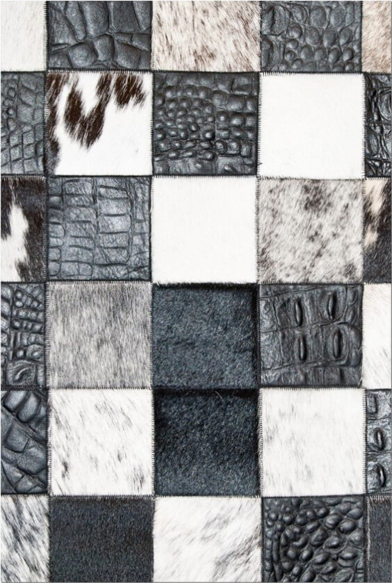 Tapete Pele de Vaca Mosaic Preto e Branco | Tamanho: 160 × 220 cm