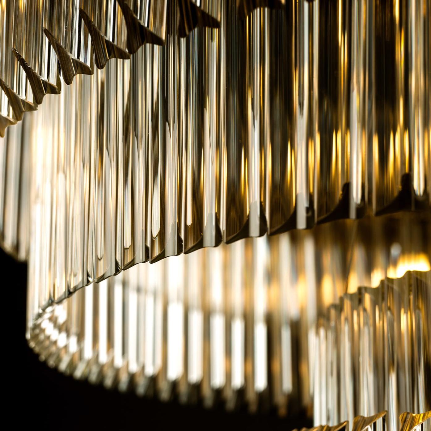Lustre Redondo em Níquel Polido com Vidro Triedro