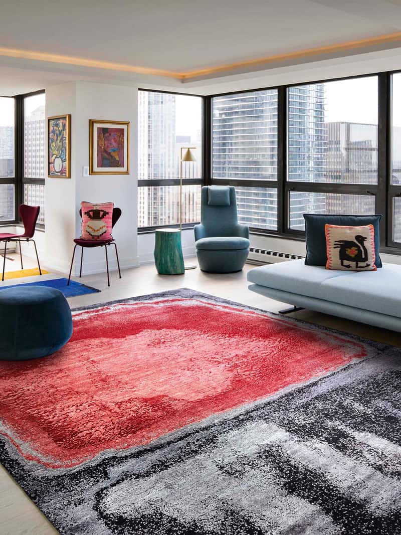 Tapete Red Silver Tecido à Mão