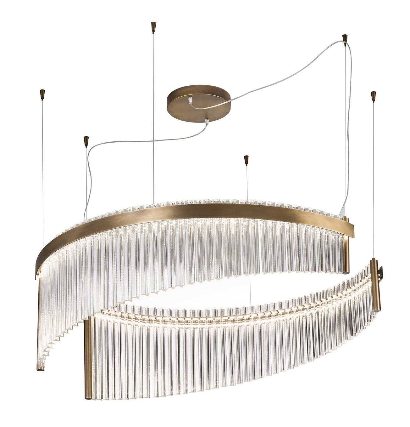 Lustre em Murano Transparente com Iluminação LED Dupla