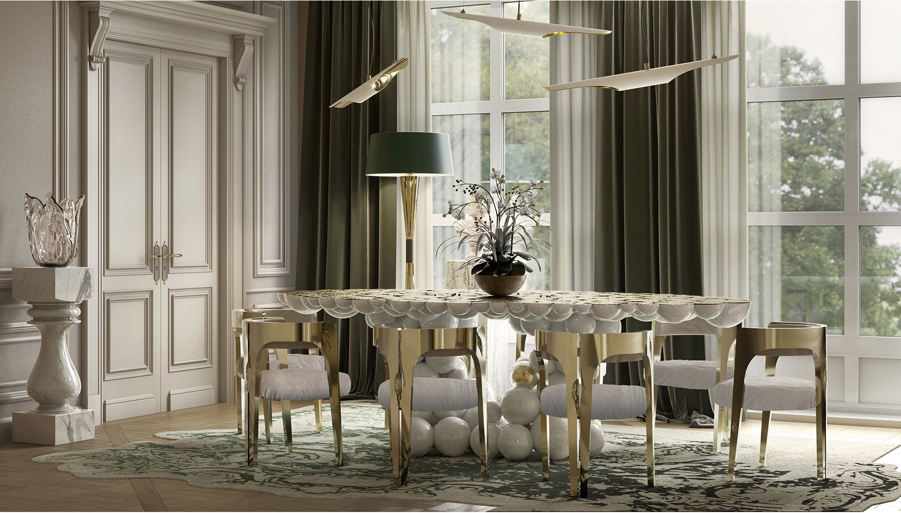 Mesa de Jantar Luxe Branca Orbit