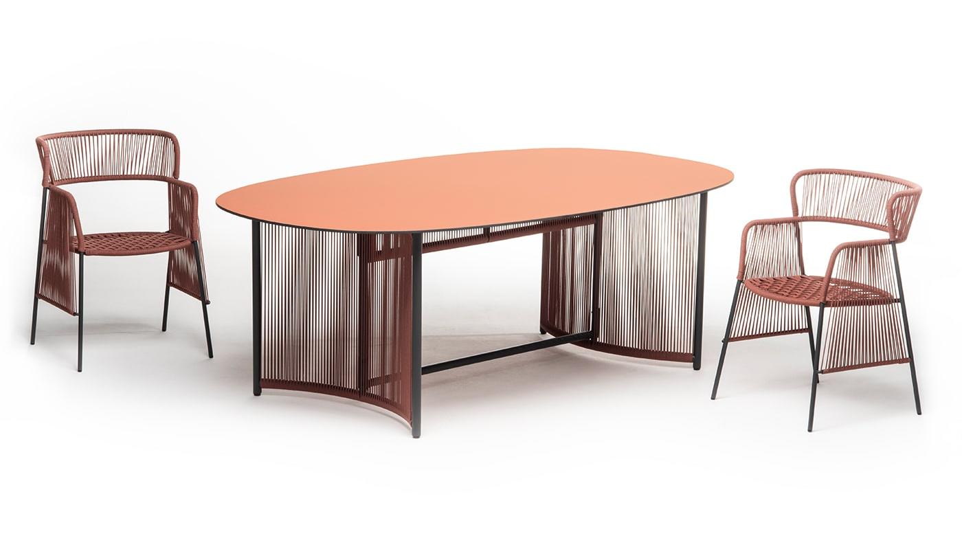 Mesa de Jantar Oval para Exterior Altana T-OV Vermelha