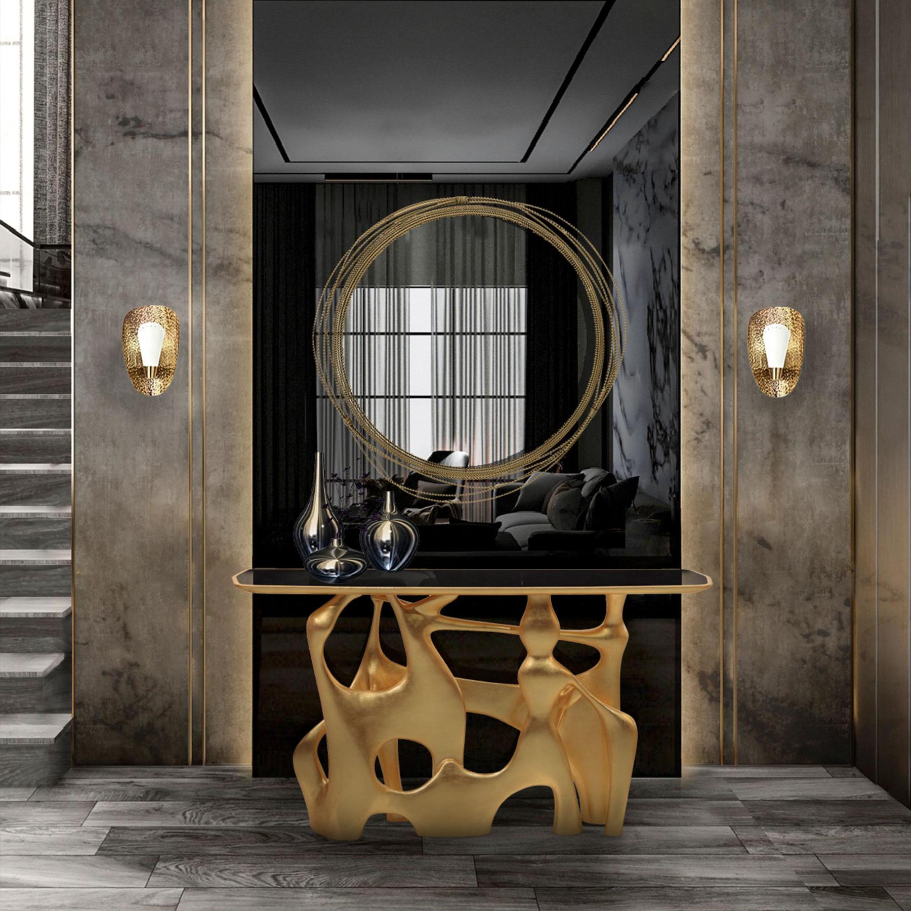 Espelho de parede redondo em latão