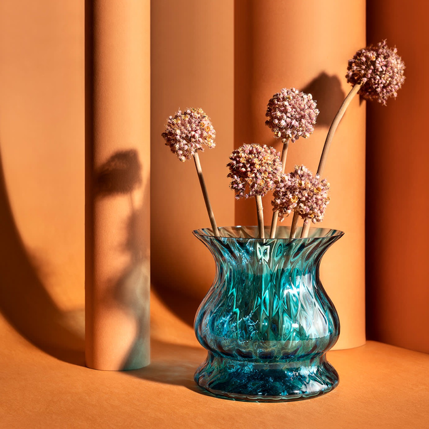 Vela Aquamarine Tulip em Vidro Veneziano