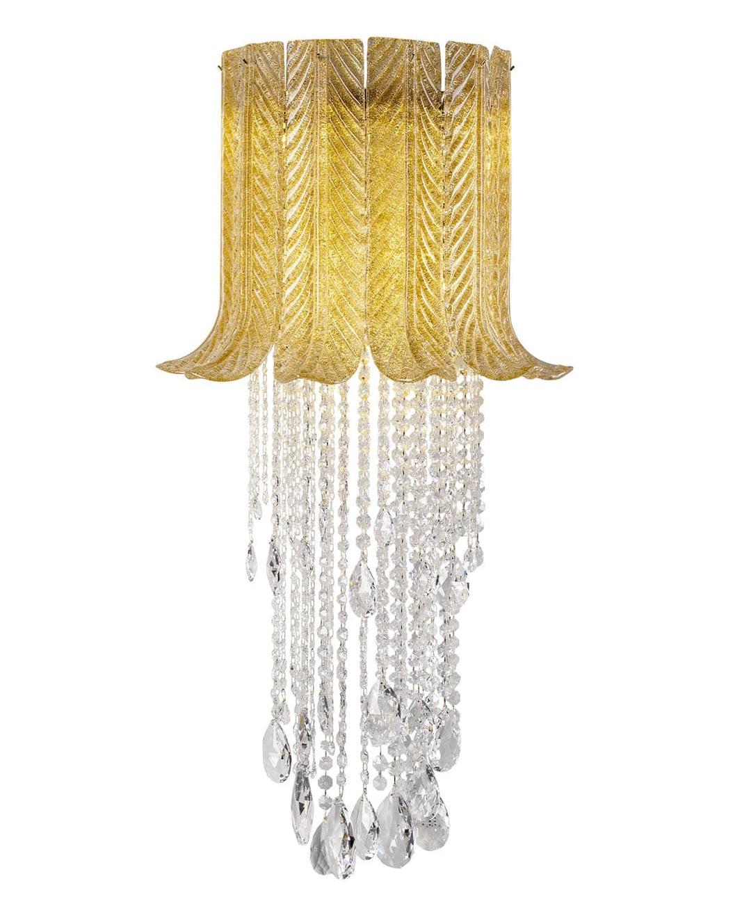Aplique de Parede com Folha de Murano e Detalhes Dourados
