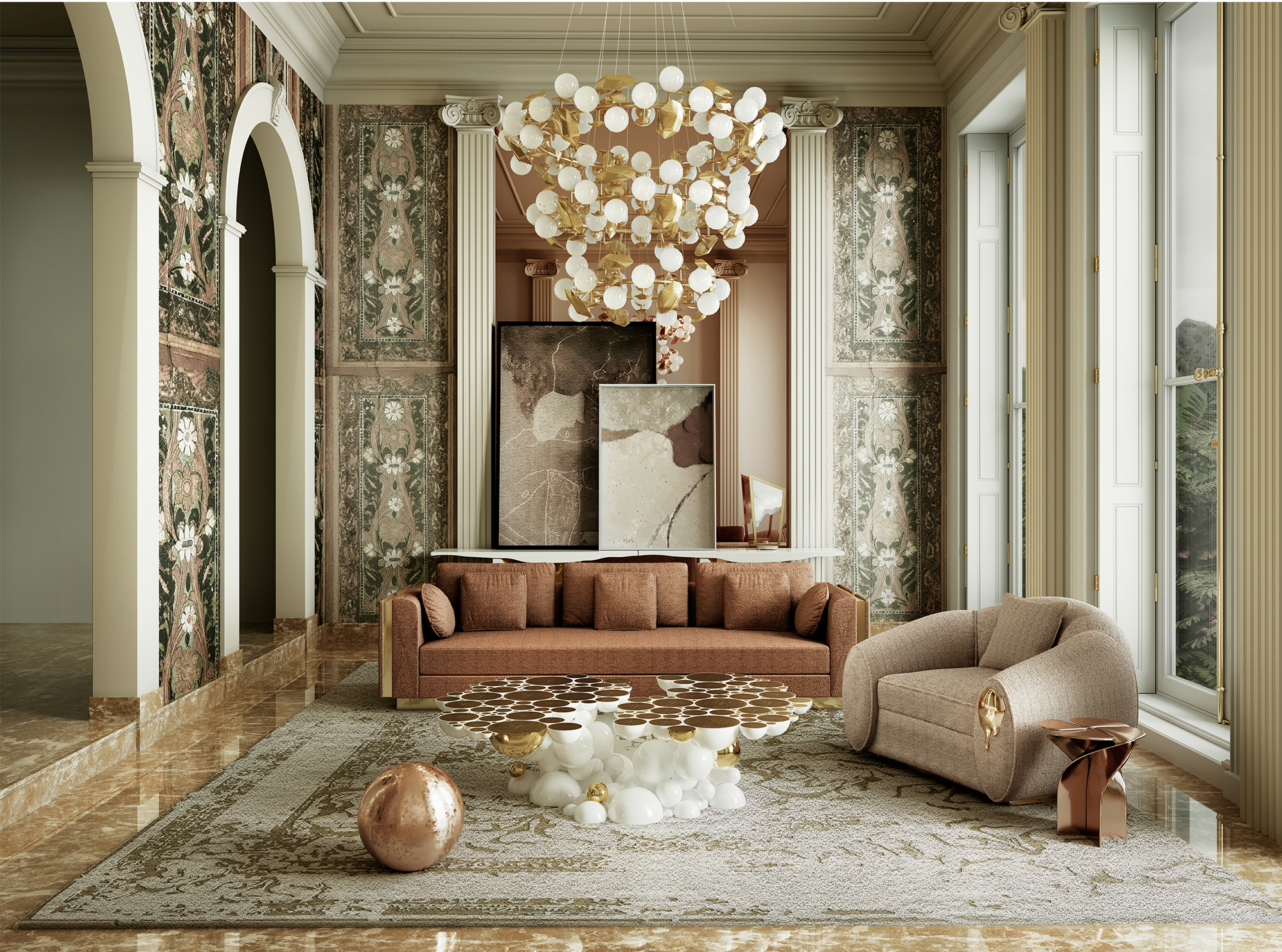 Candeeiro suspenso redondo III Athena