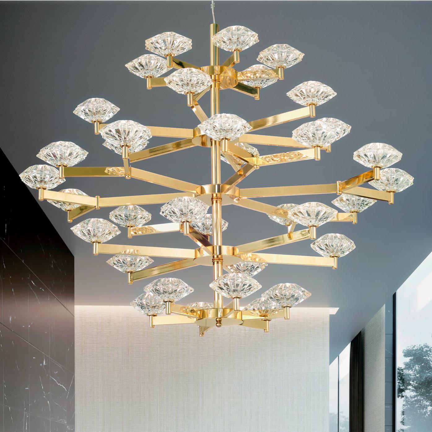 Lustre Art Déco em Cristal Dourado