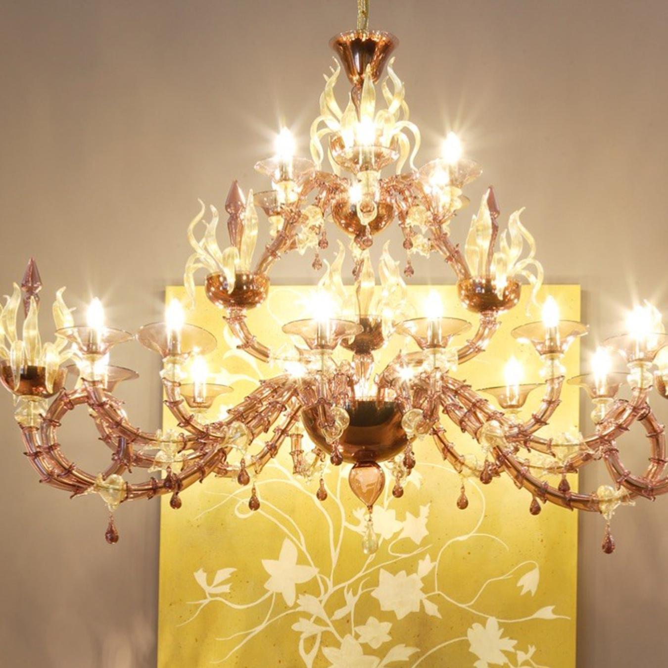 Lustre Clássico em Vidro de Murano Roxo