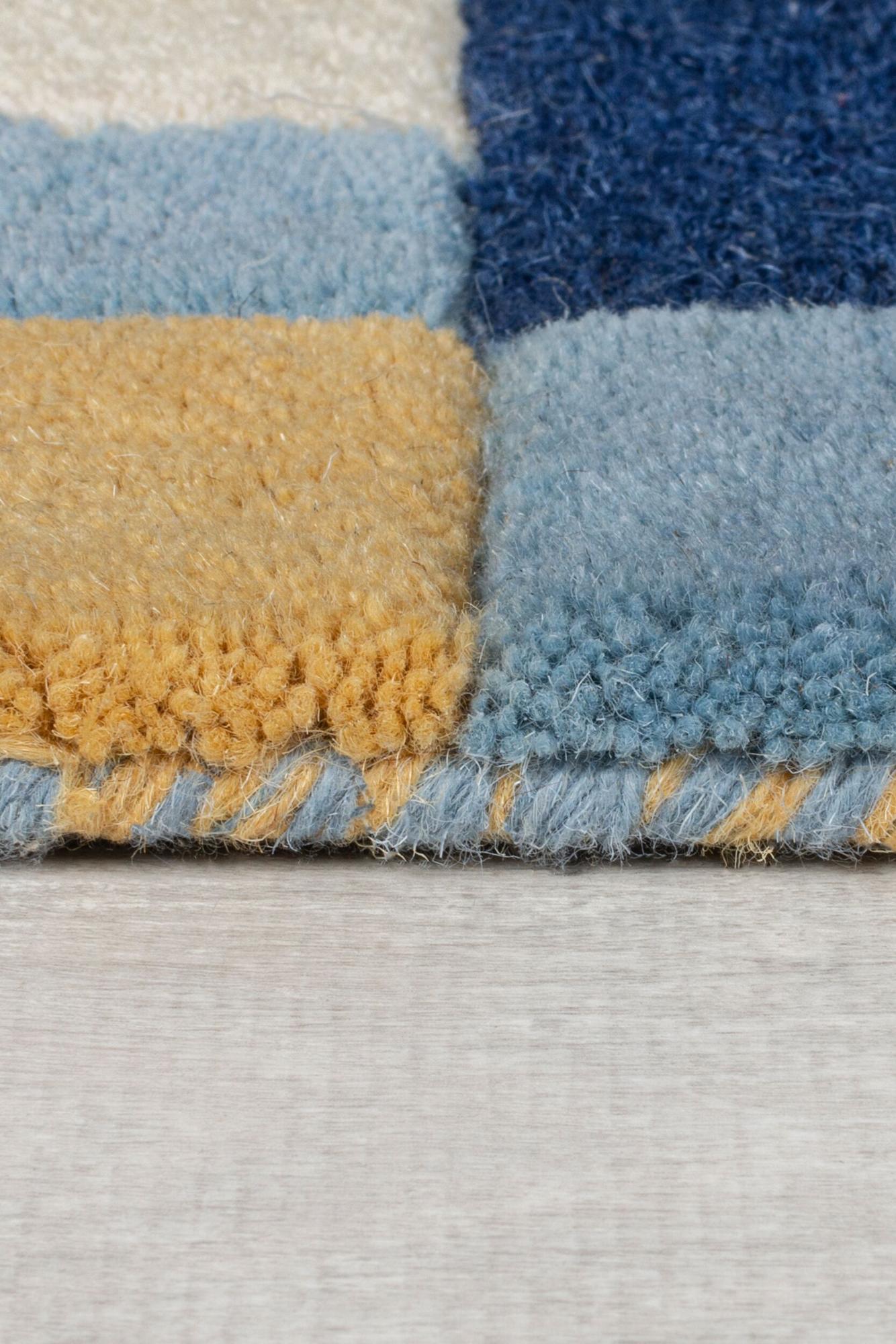 Tapete com Orla às Riscas Azul