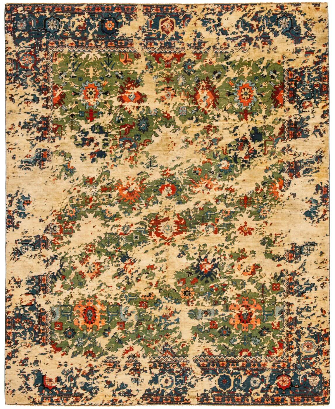 Tapete Seda Bidjar Kingscross Double Sky Verde Ps3 | Tamanho: 300 × 400 cm