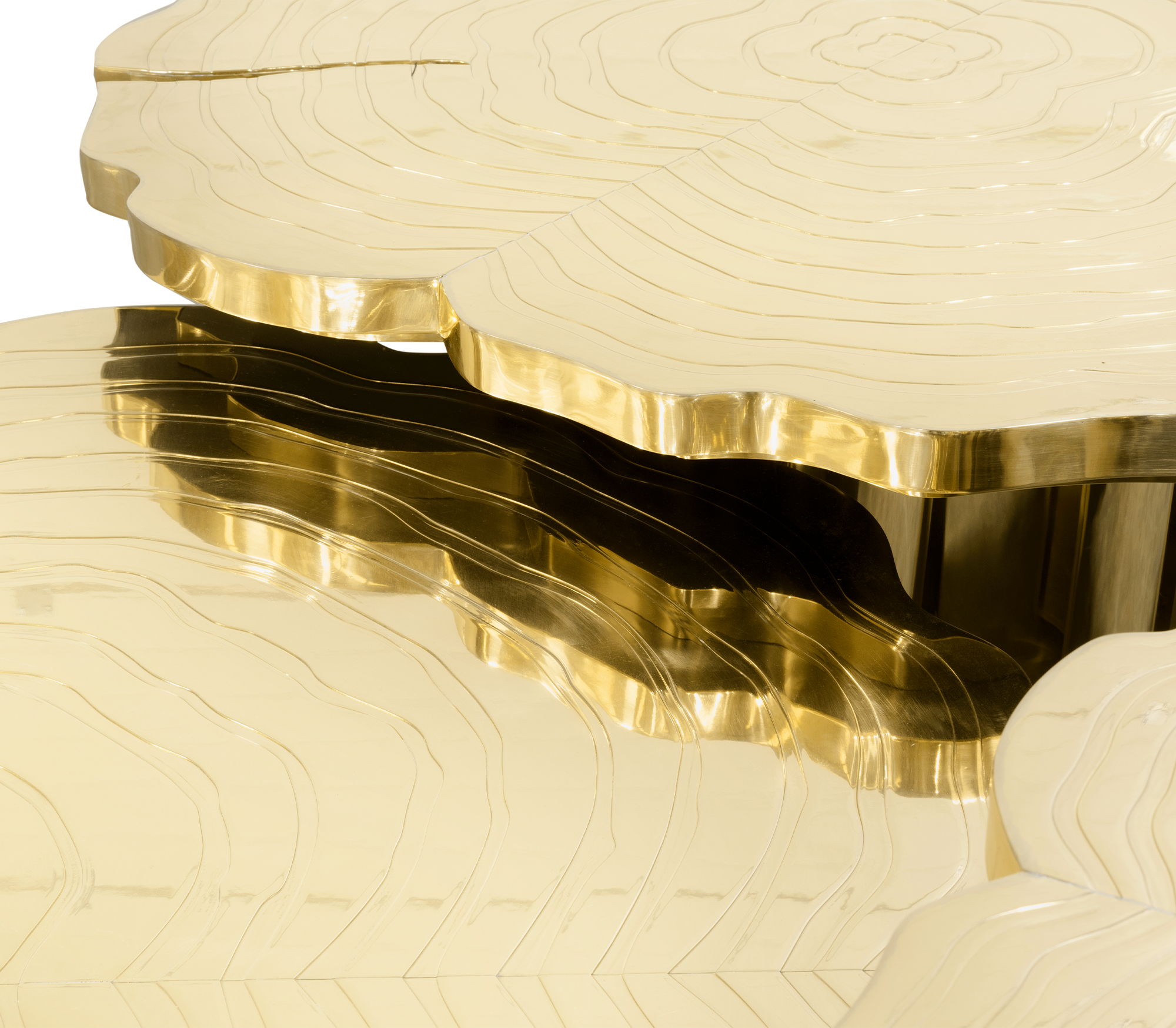 Conjunto 3 Peças Mesa de Centro Dourada Fortuna