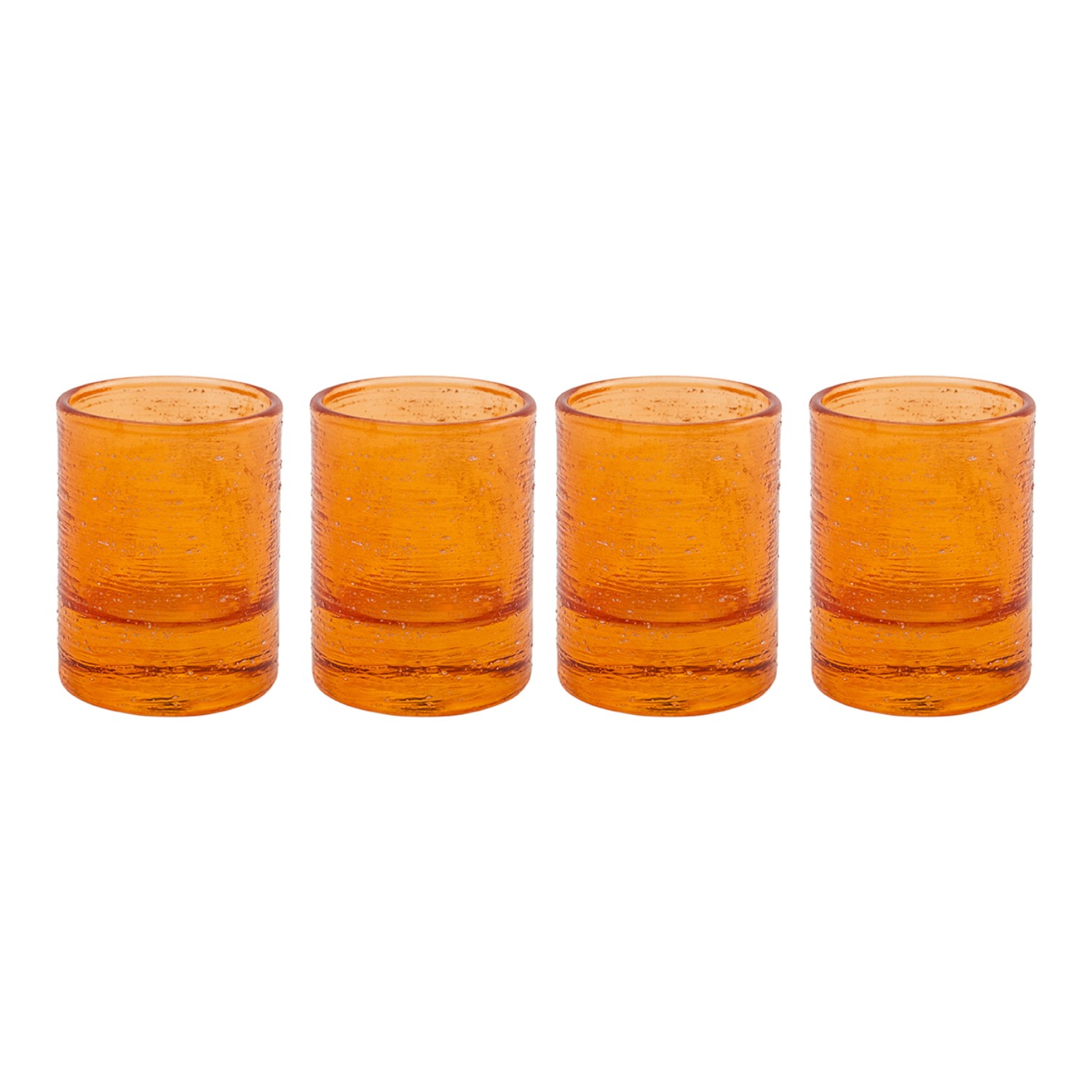 Conjunto de 4 Copos de Licor Laranja com Fio Prateado