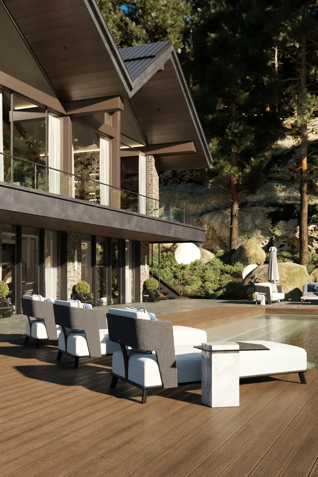 Chaise longue Crown cinzenta