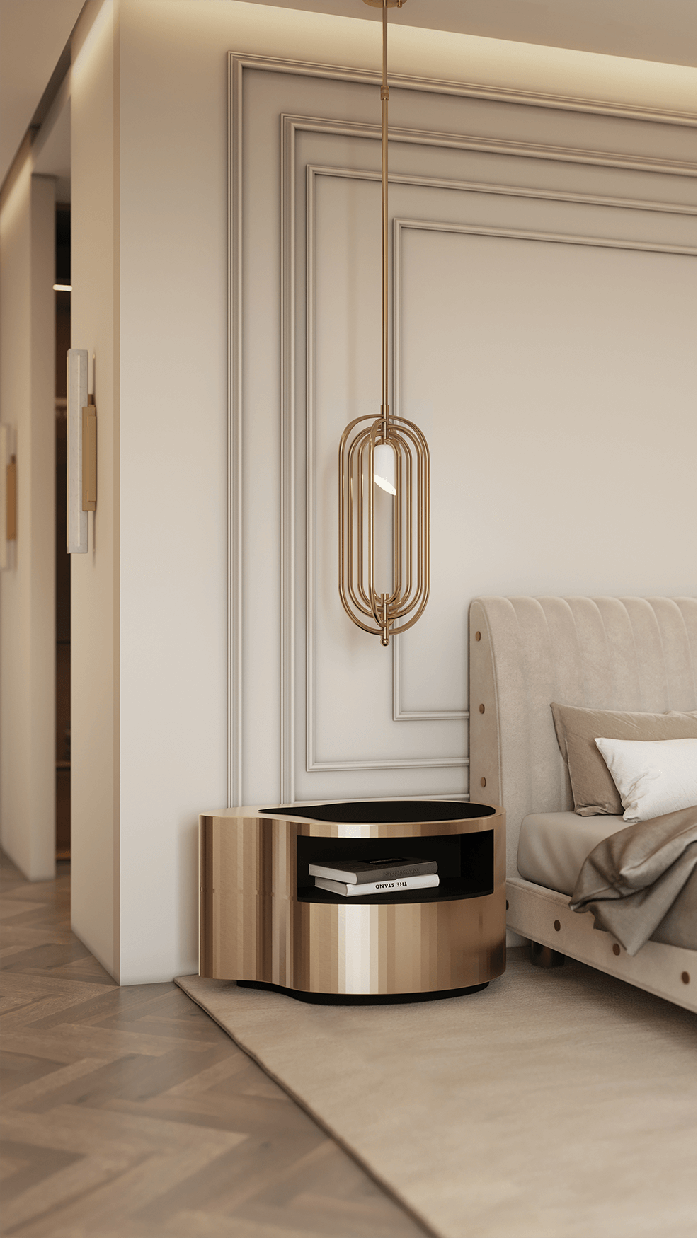 Mesa de Cabeceira Dourada Crest