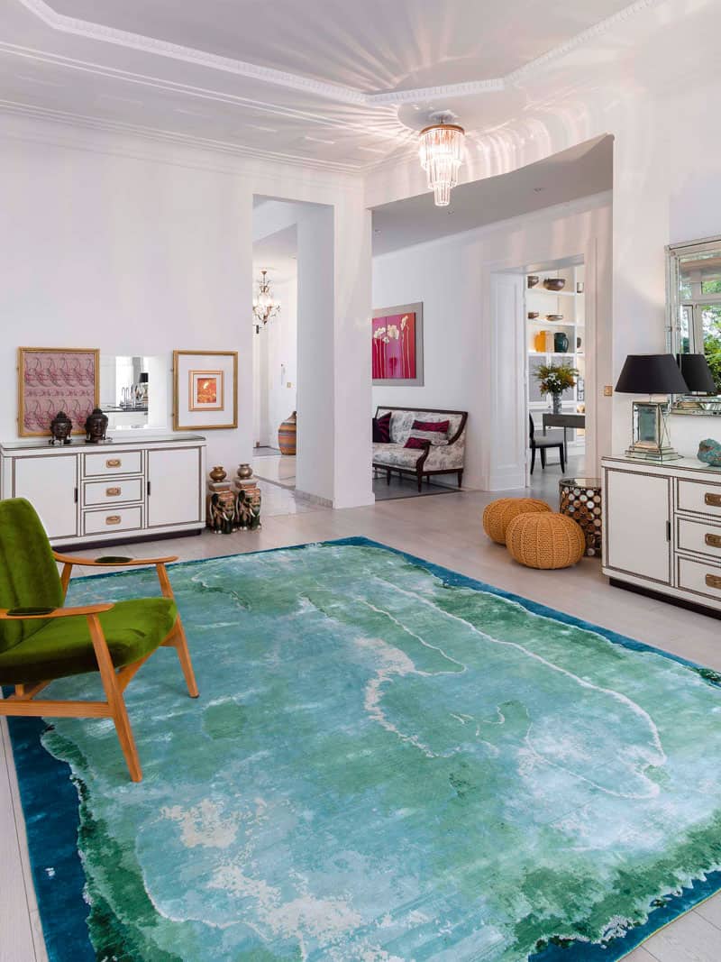 Tapete Mono Turquesa Luxury Feito à Mão
