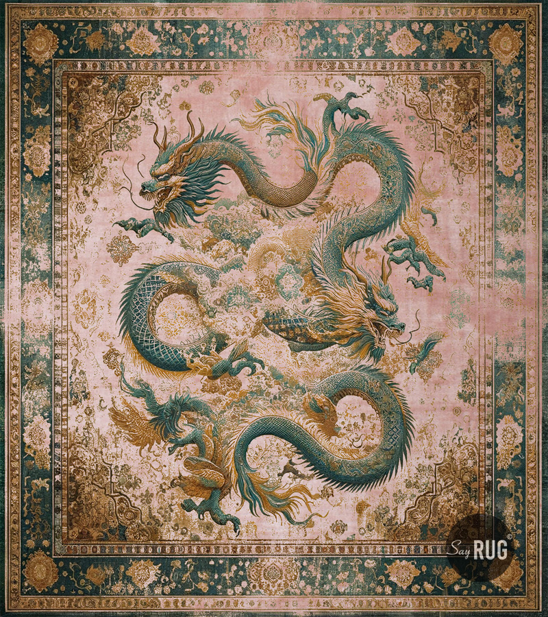 Tapete Dragon Verde / Rosa