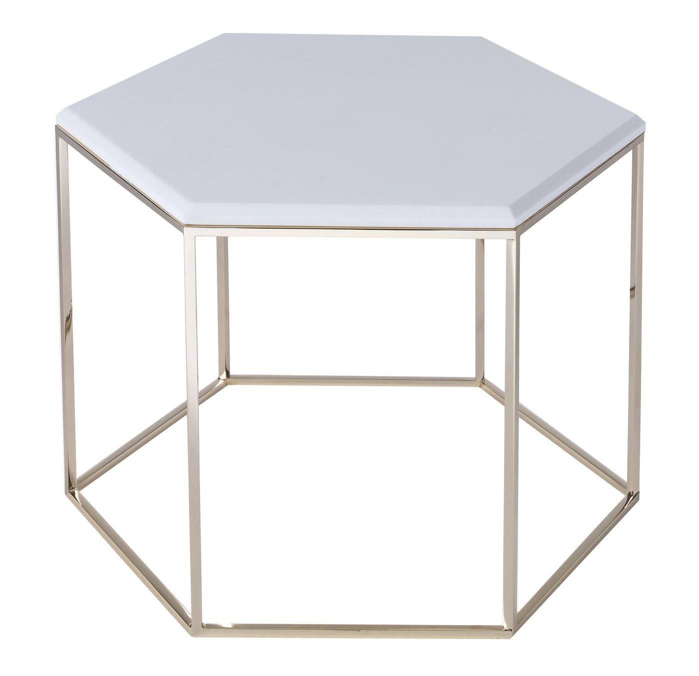 Mesa de Centro Hexagonal em Mármore Branco