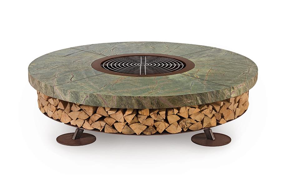 Lareira exterior mármore Ercole | Acabamento: Verde | Dimensões: Ø 150 cm
