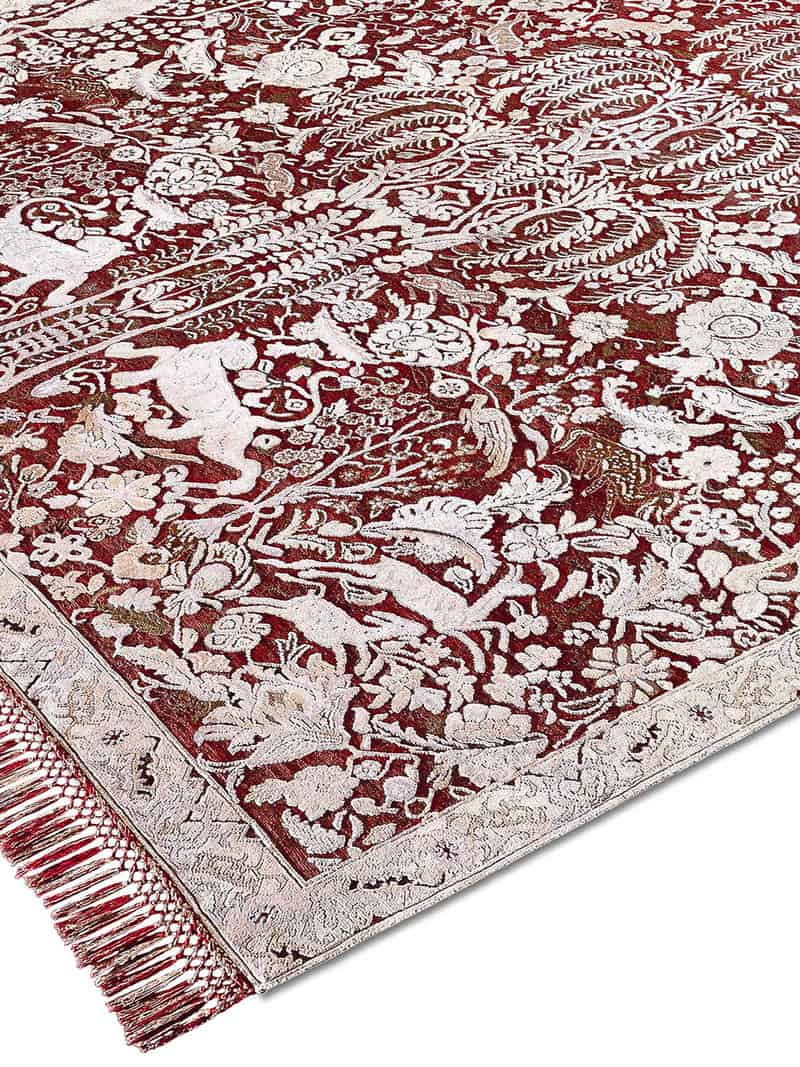 Tapete Dourado / Vermelho Feito à Mão Luxury