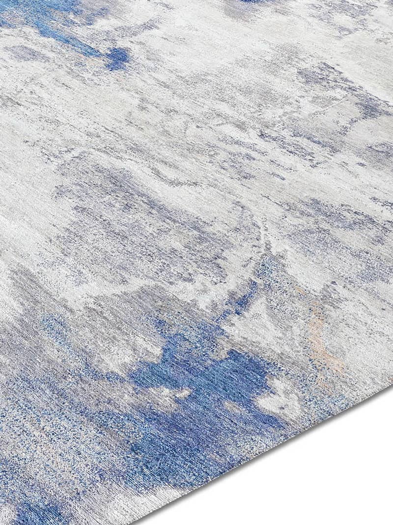 Tapete Azul / Areia Feito à Mão | Tamanho: 365 × 457 cm