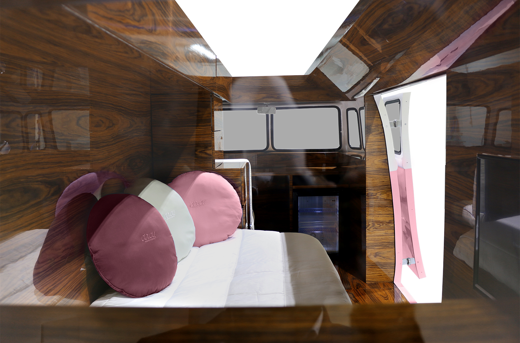 Conjunto de quarto caravana do viajante rosa