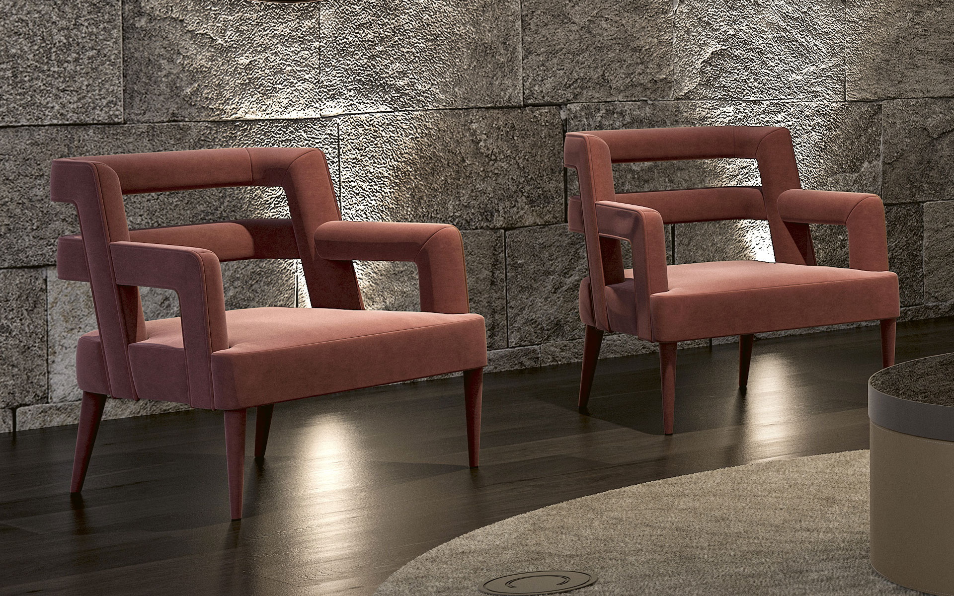 Poltrona Estofada Rosa