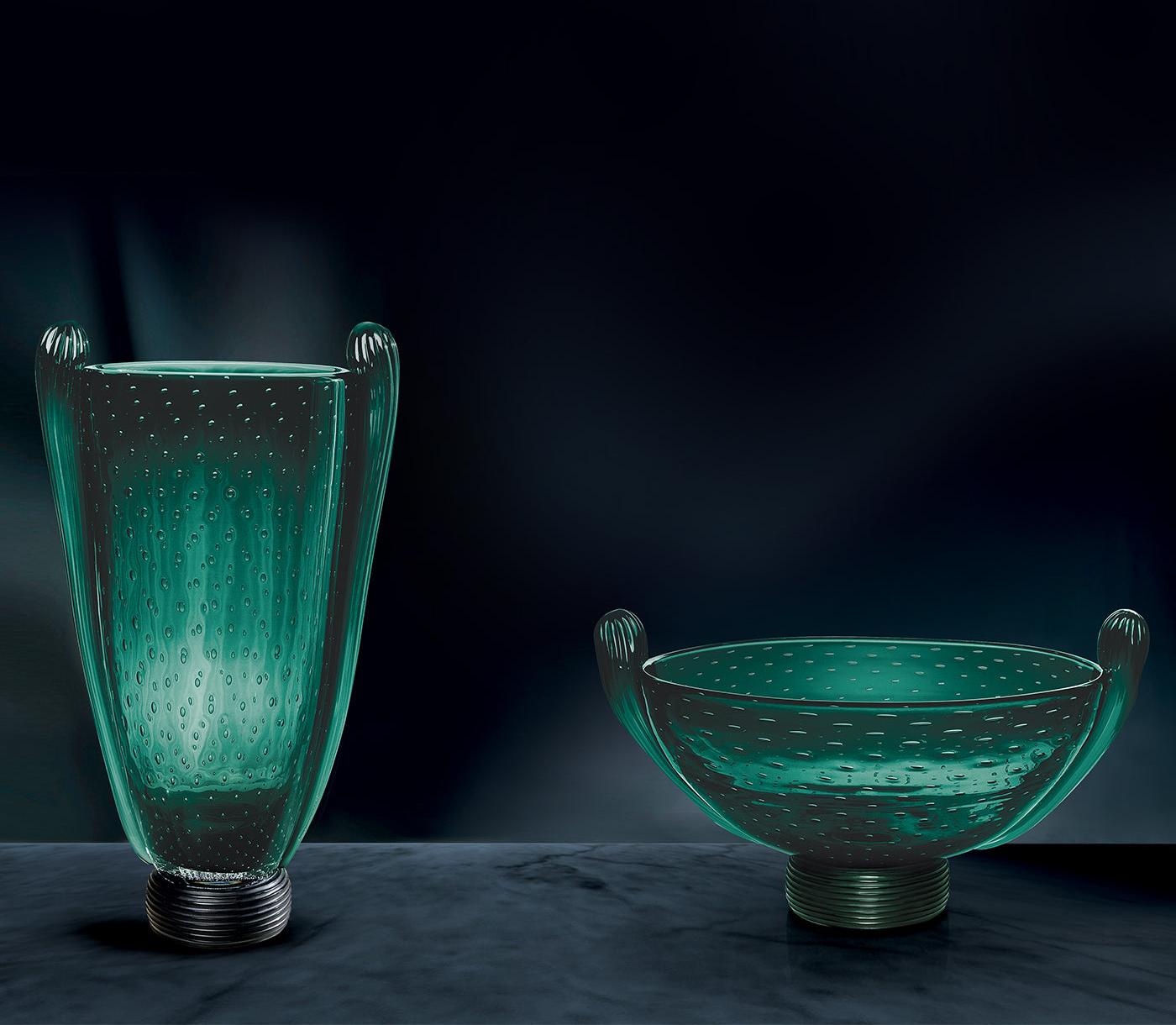 Vaso em Vidro de Murano Feito à Mão