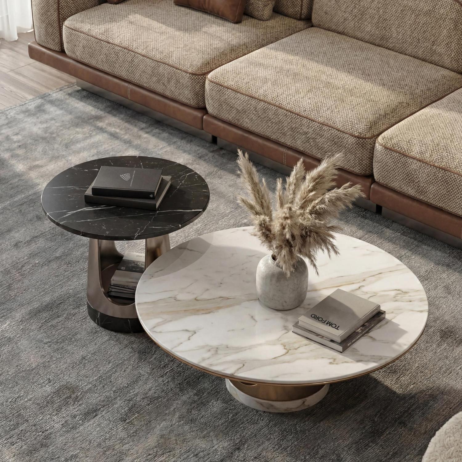 Mesa de Centro Redonda Aura com Base em Arco