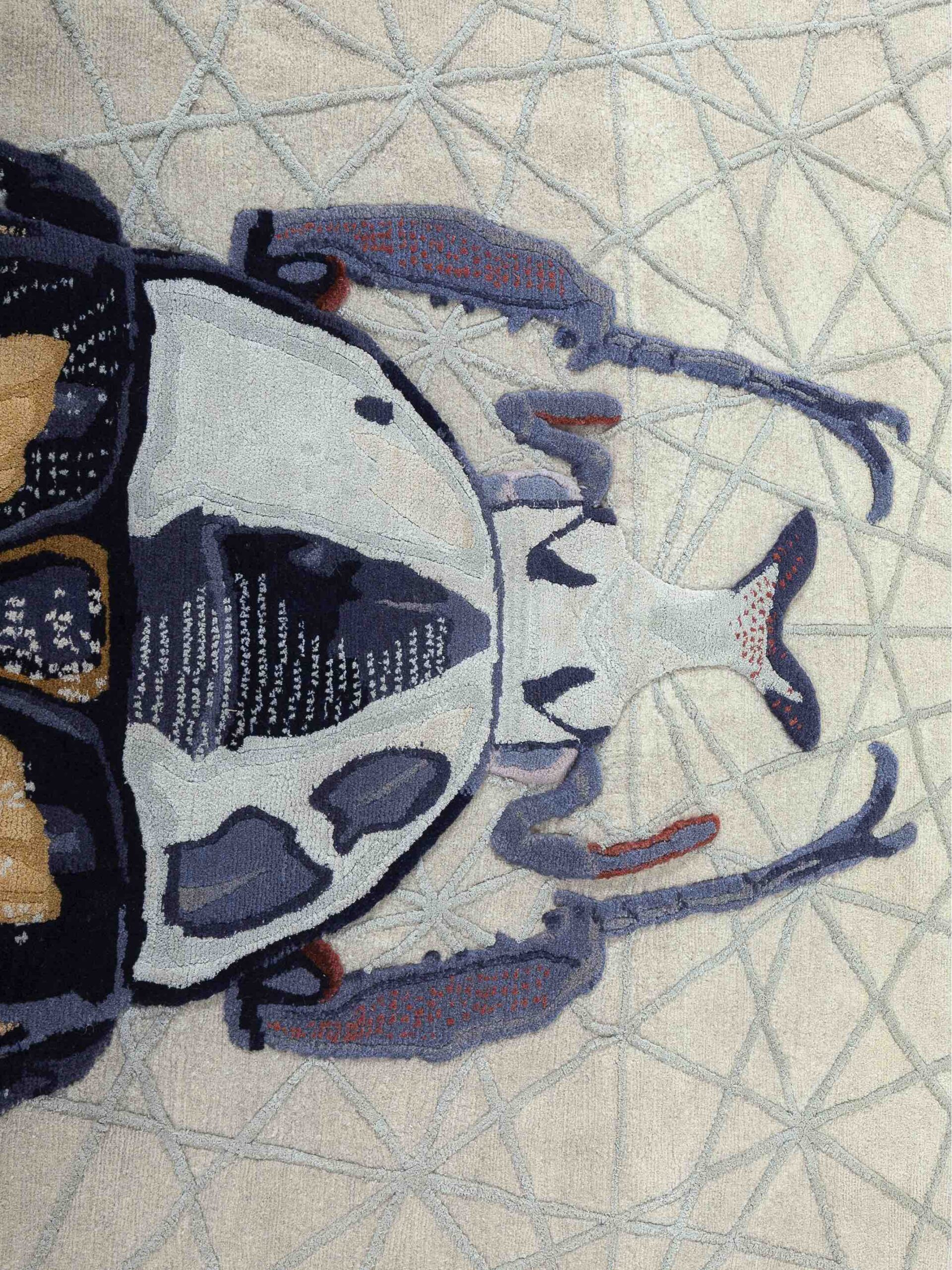 Tapete Amaurodes Redondo Luxury Designer Tecido à Mão