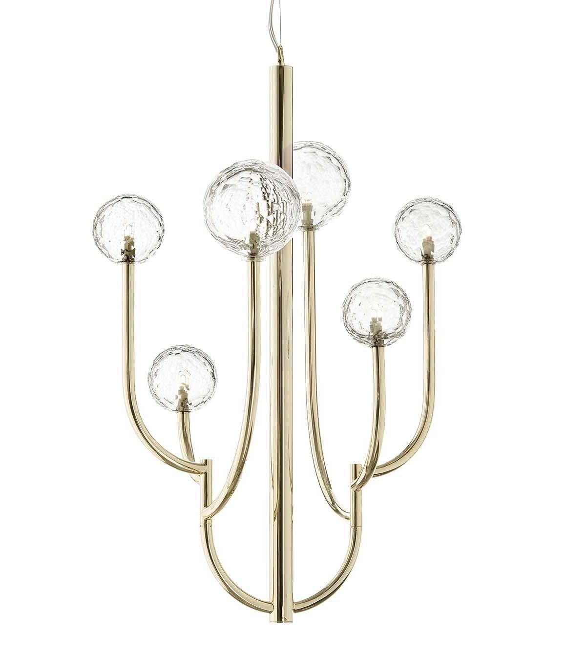 Lustre Cactus Gold com Esferas de Cristal