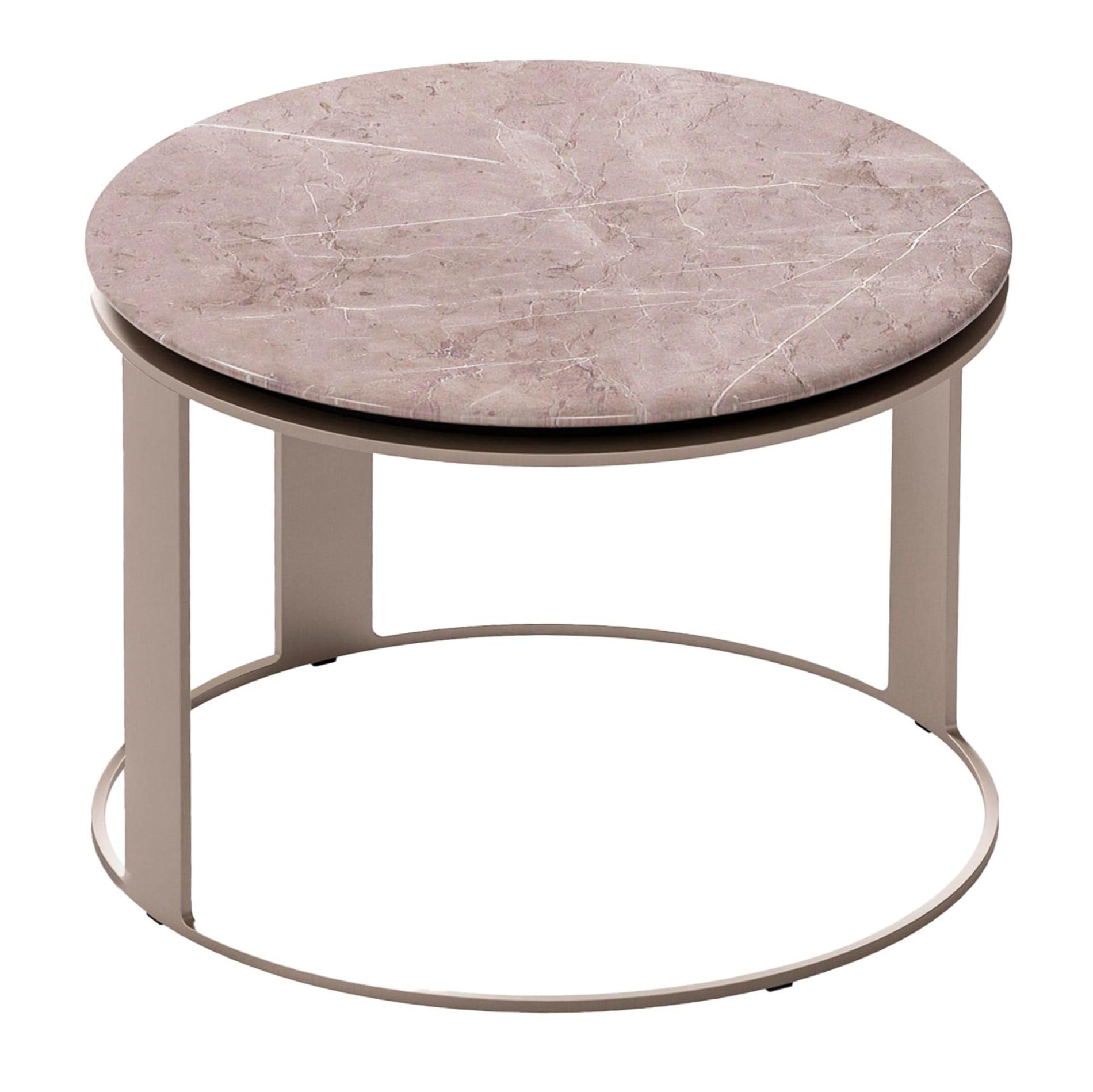 Mesa de Apoio Denis | Tampo: Mármore vermelho | Dimensões: Ø 65 cm