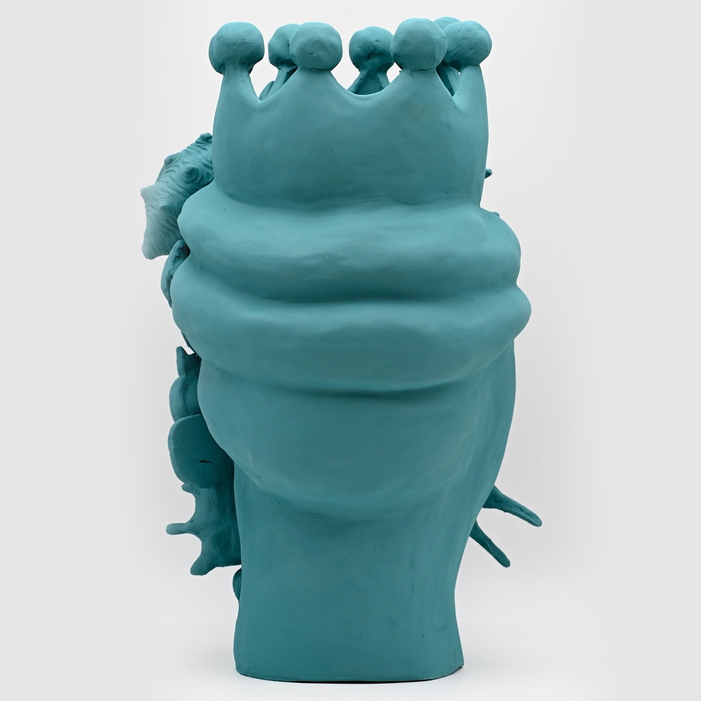 Escultura artesanal Moor's Head azul-petróleo