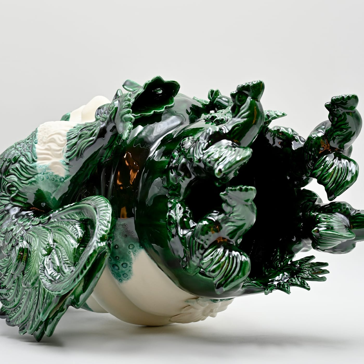 Escultura única Moor's Head verde e branca