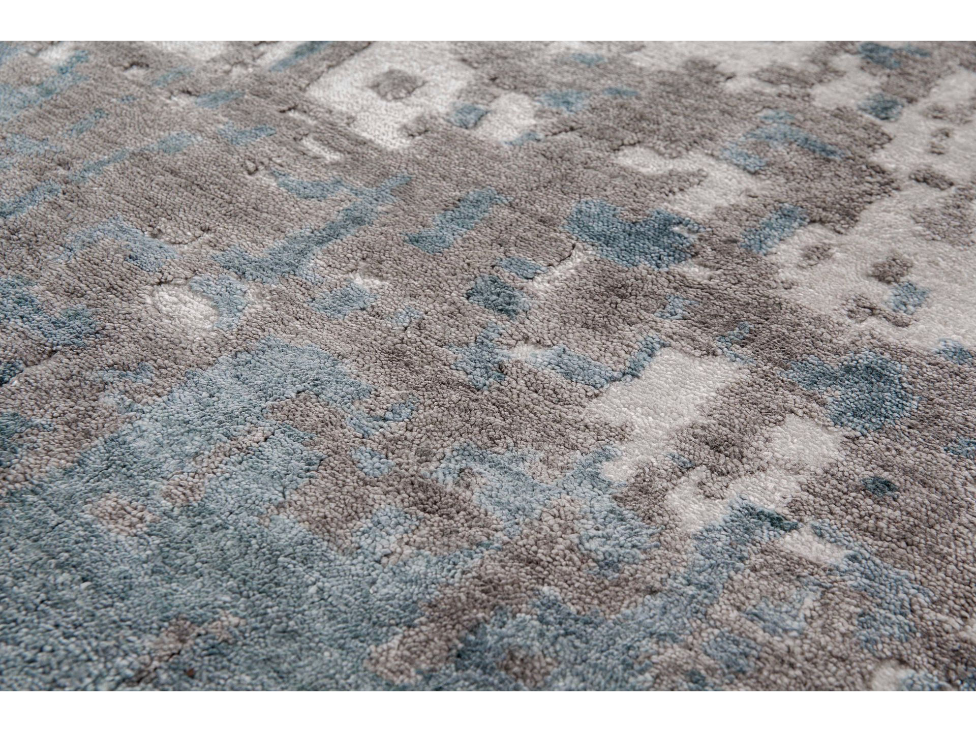 Tapete Feito à Mão Seda de Bambu Abstracto Indiano