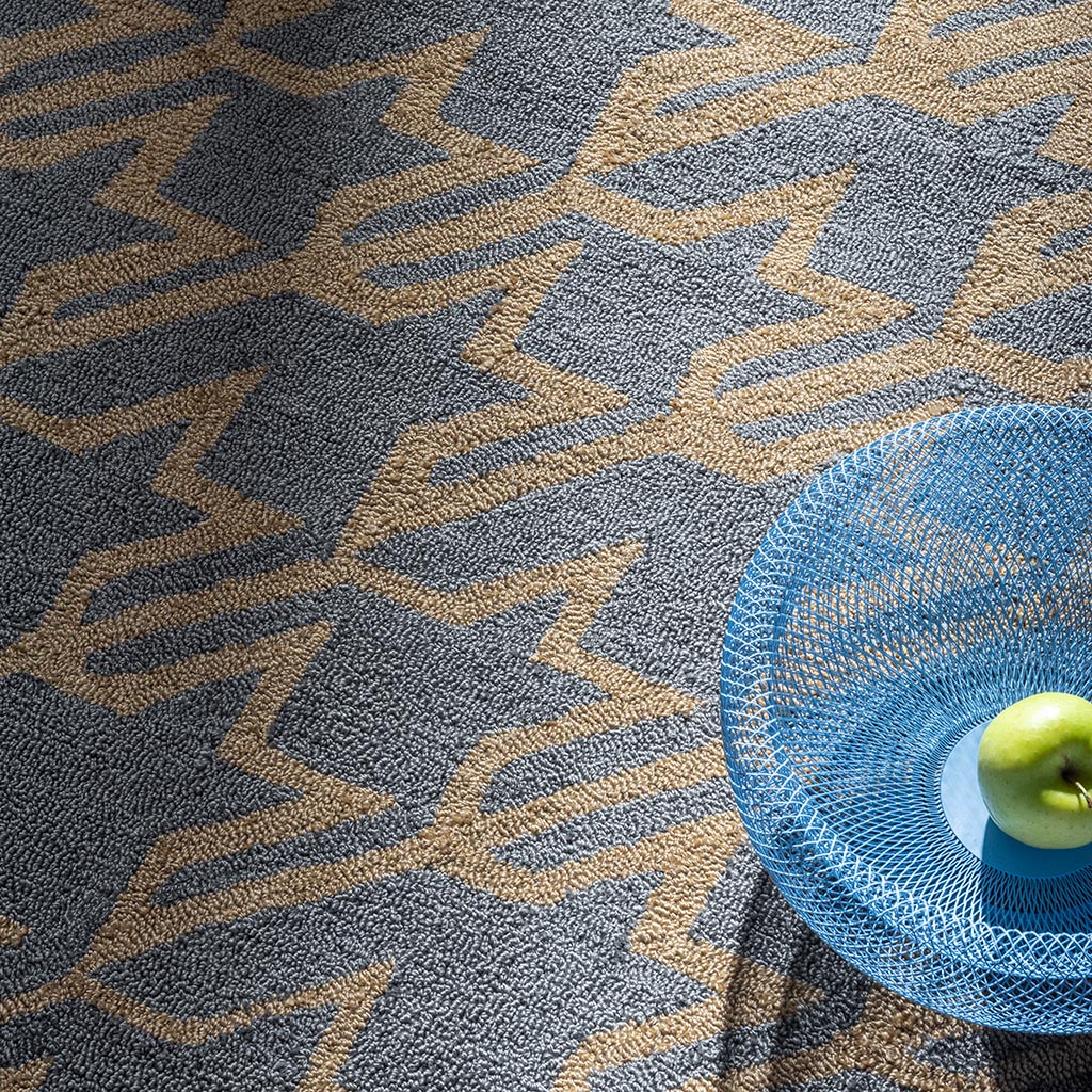 Tapete Exterior Houndstooth Azul Lavado