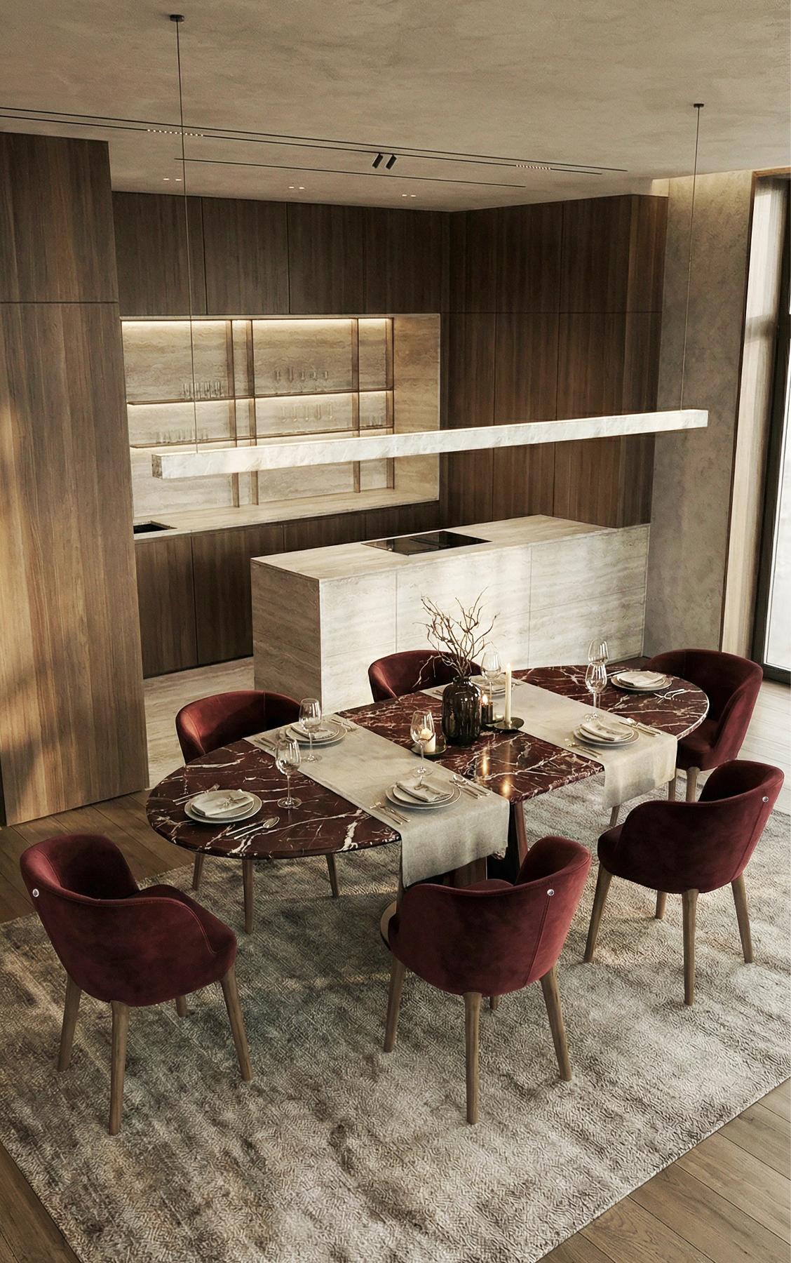 Mesa de Jantar Oval Aura em Mármore