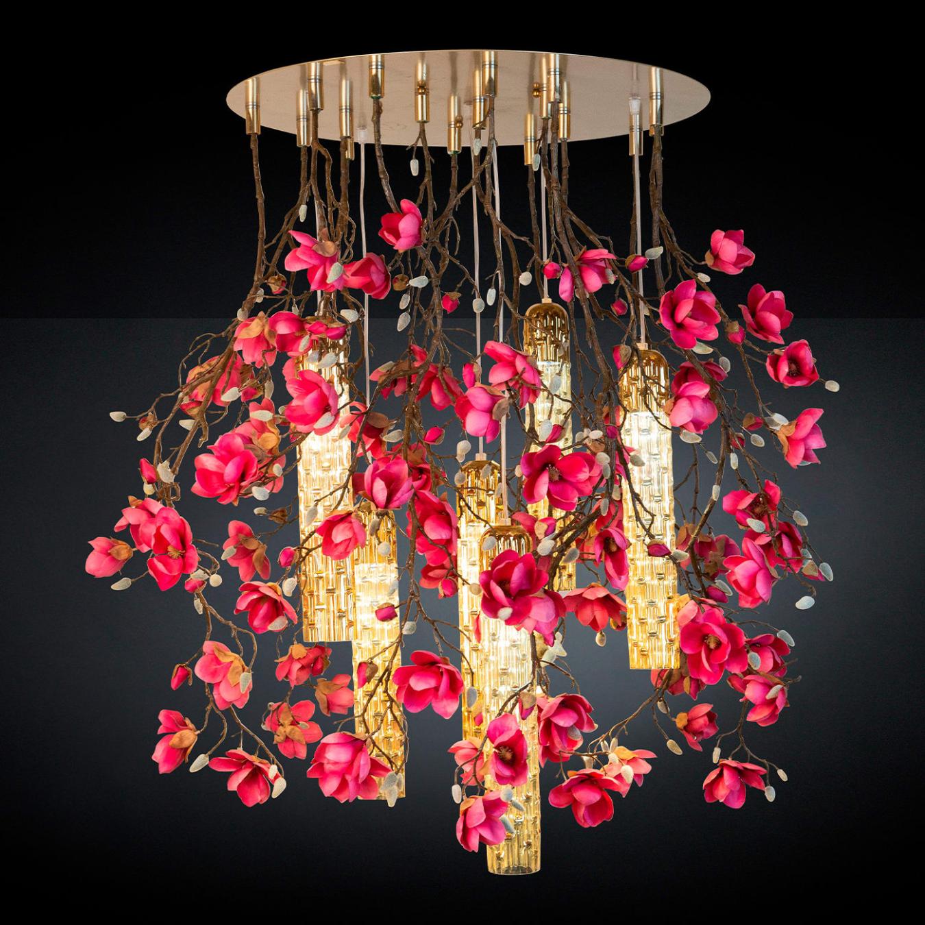 Lustre Magnolia Rosa e Dourado