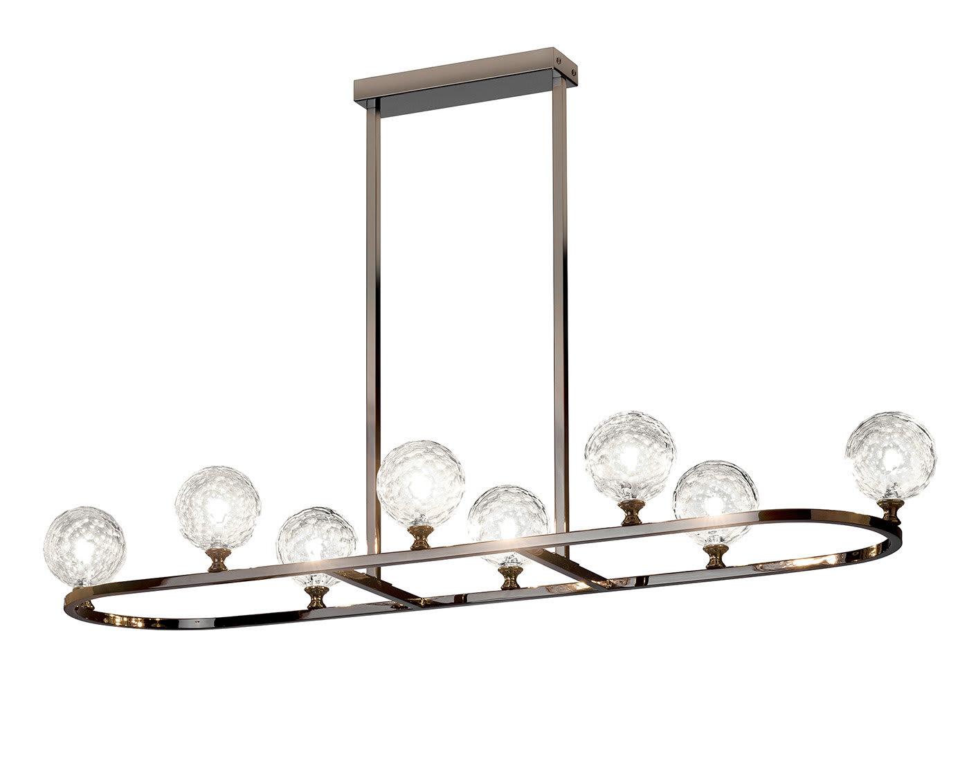 Lustre em Níquel Negro com Esferas de Pyrex Mel