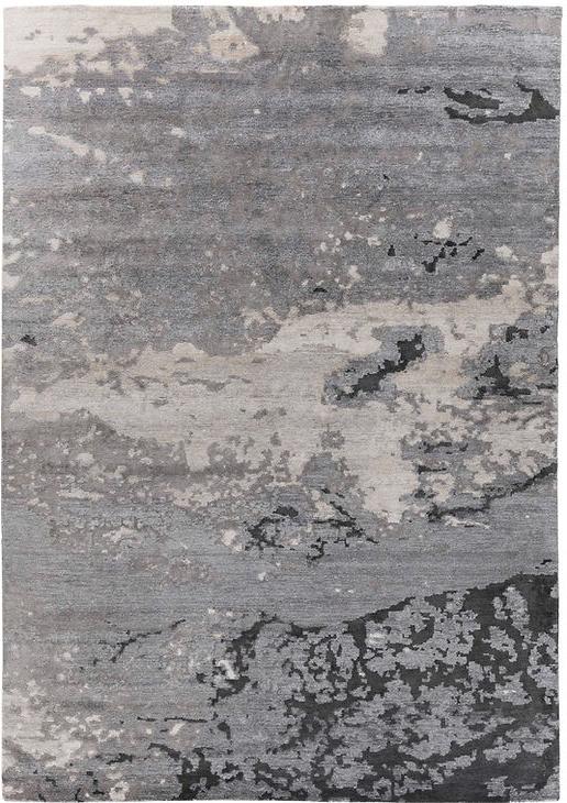 Tapete Feito à Mão Abstracto Cinzento
