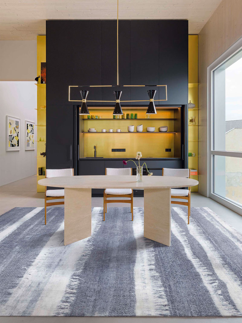 Tapete Azul / Cinzento Feito à Mão