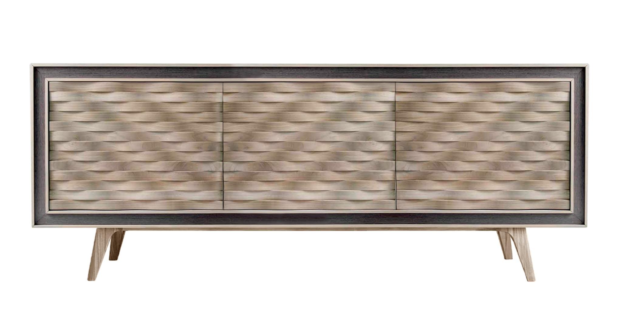 Aparador Quadra cinzento | Configuração: 3-Doors