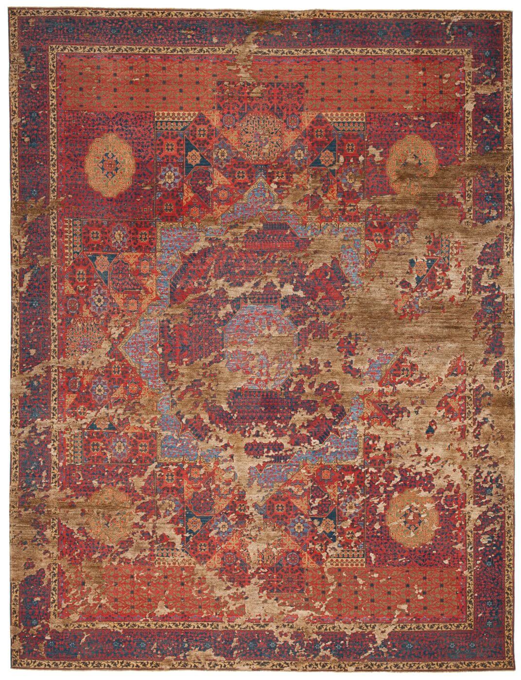 Tapete Seda Mamluk Columbus Sky Vermelho Castanho