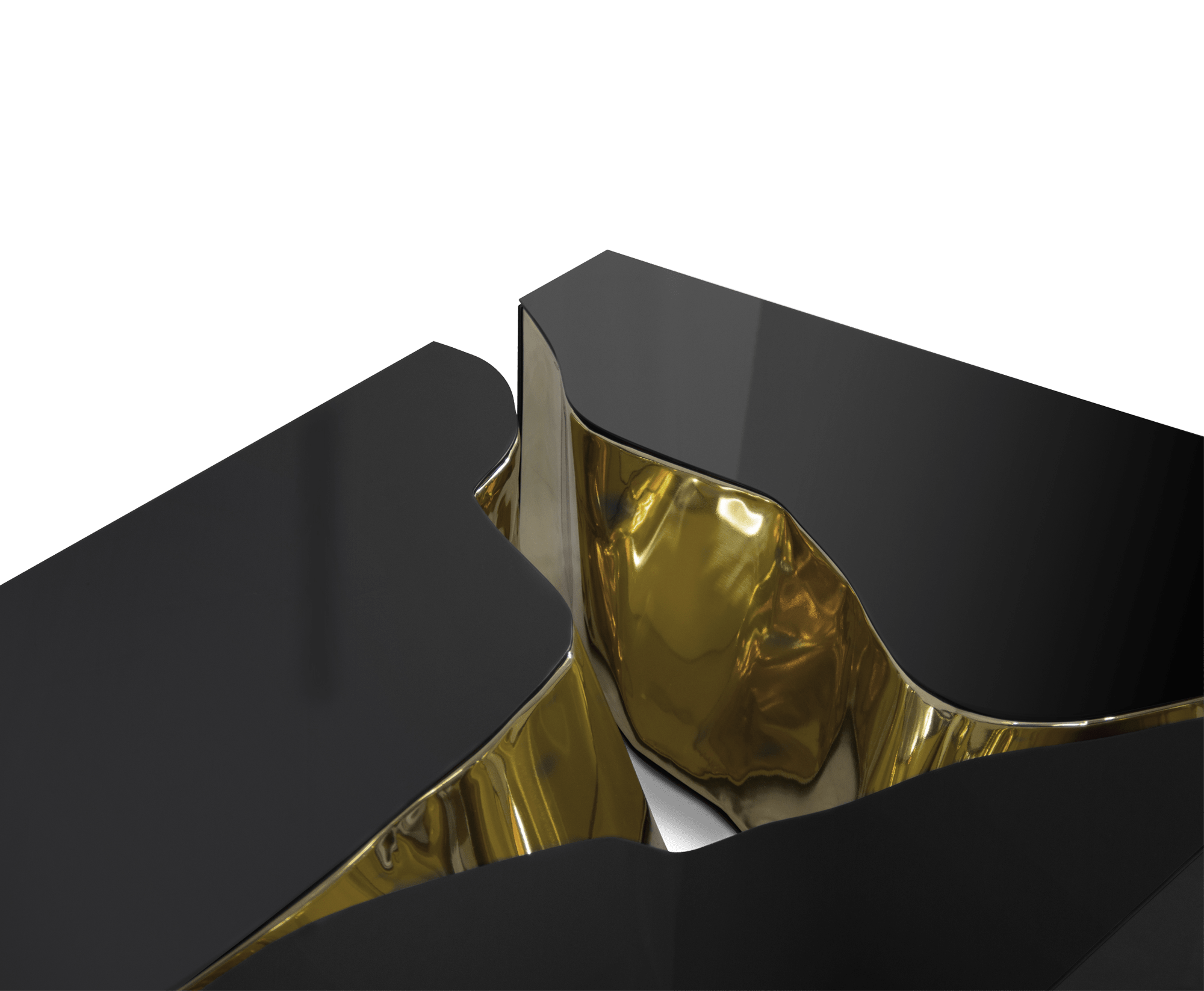 Mesa de Centro Preta Dourada Fissure