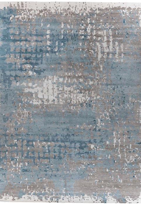 Tapete Feito à Mão Seda de Bambu Abstracto Indiano