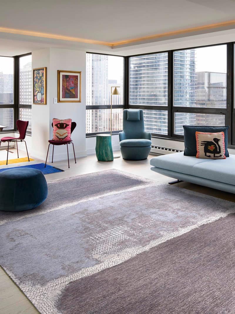 Tapete Grey Light Blue Tecido à Mão