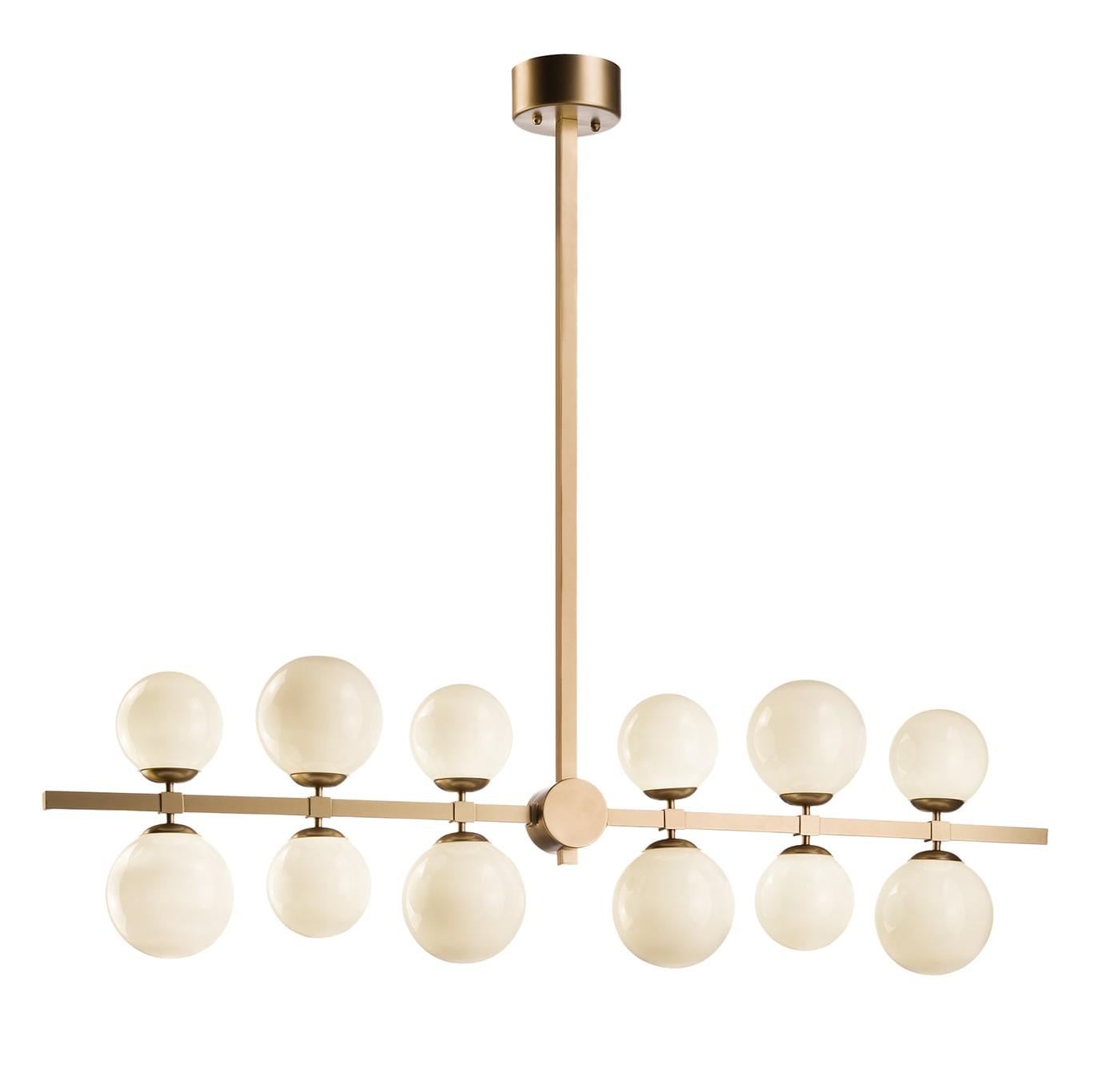 Lustre de 12 Esferas em Vidro Branco