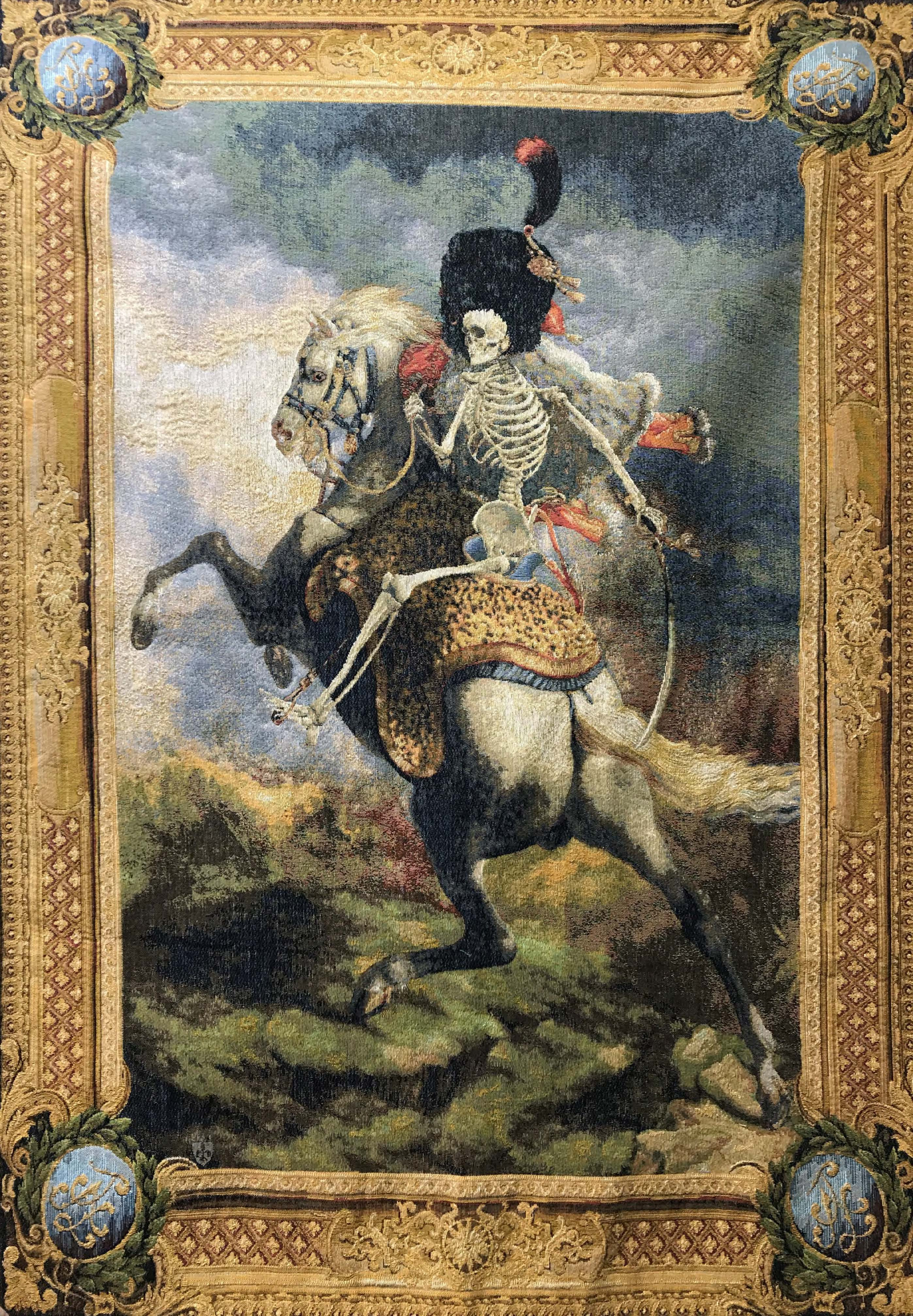 Tapeçaria cavaleiro esqueleto | Tamanho: 110 × 150 cm