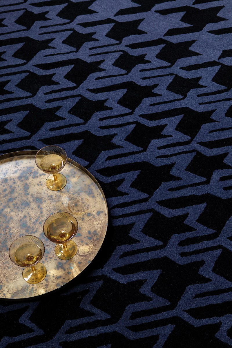 Tapete Houndstooth Azul Escuro | Tamanho: 200 × 280 cm
