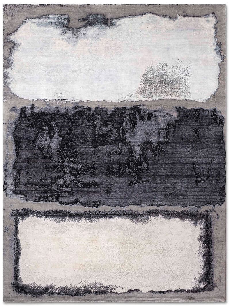 Tapete Prateado / Preto Feito à Mão Luxury