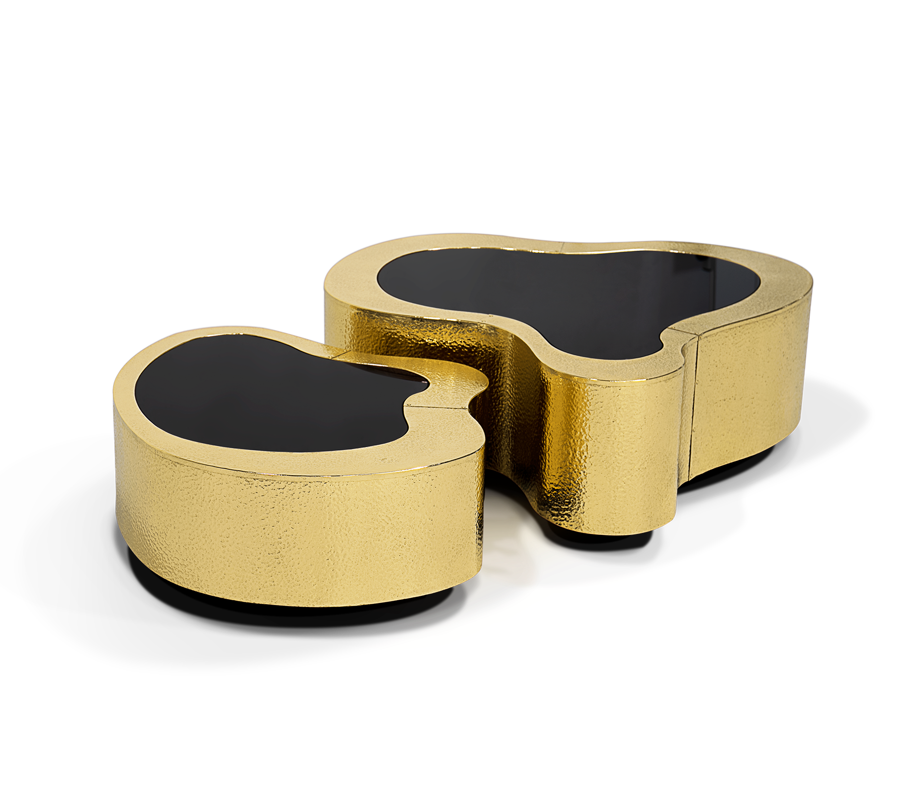 Conjunto de Mesas de Centro Crest Latão Martelado